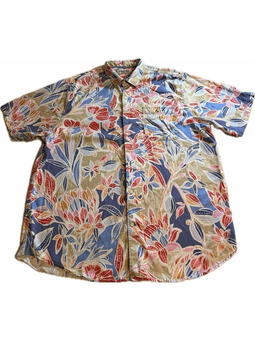 Tommy Bahama Tortola Short Sleeve Shirt Paloma Blooms Shirt Hawaiian Floral XL